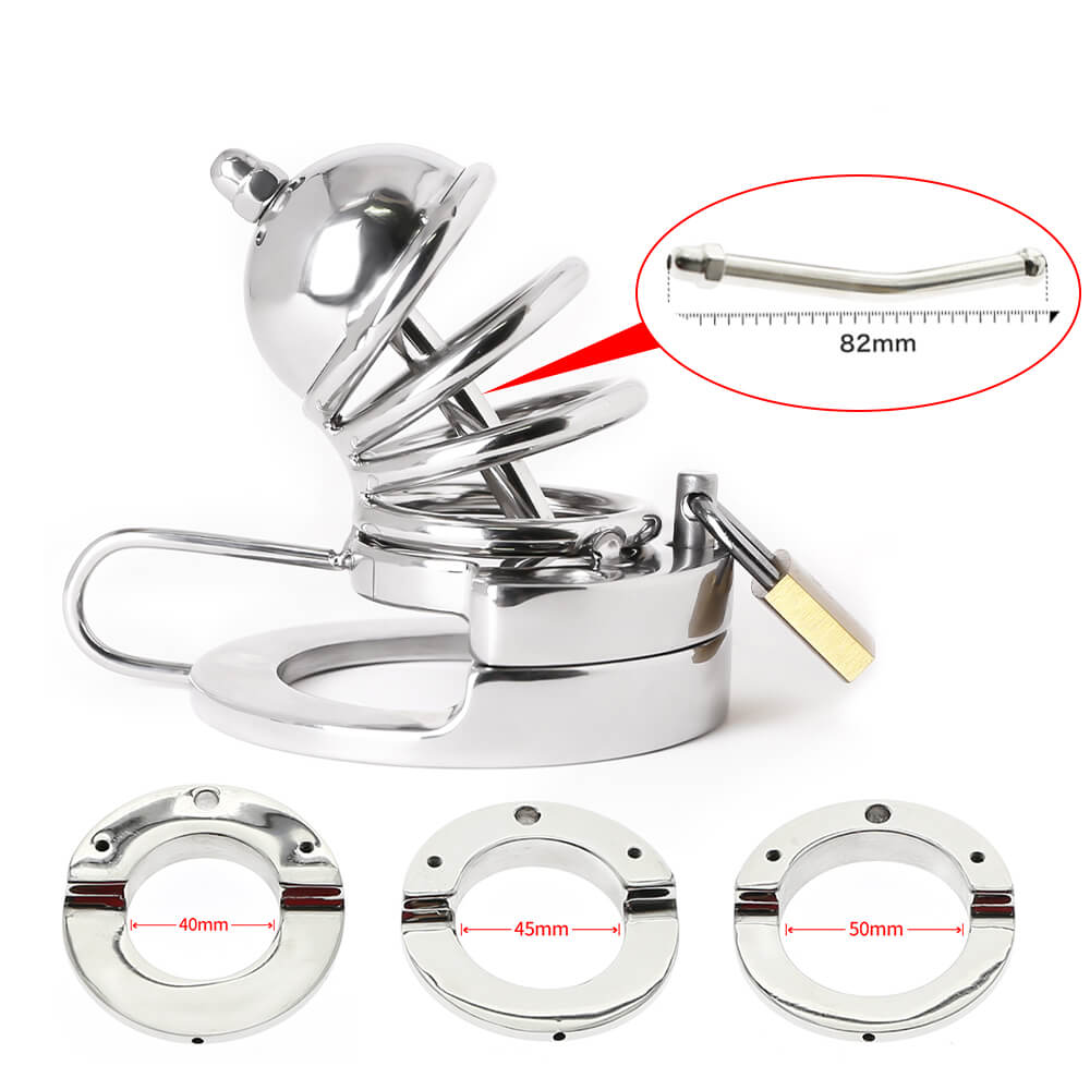 2 in1 Keuschheitskäfig aus Edelstahl mit Helm