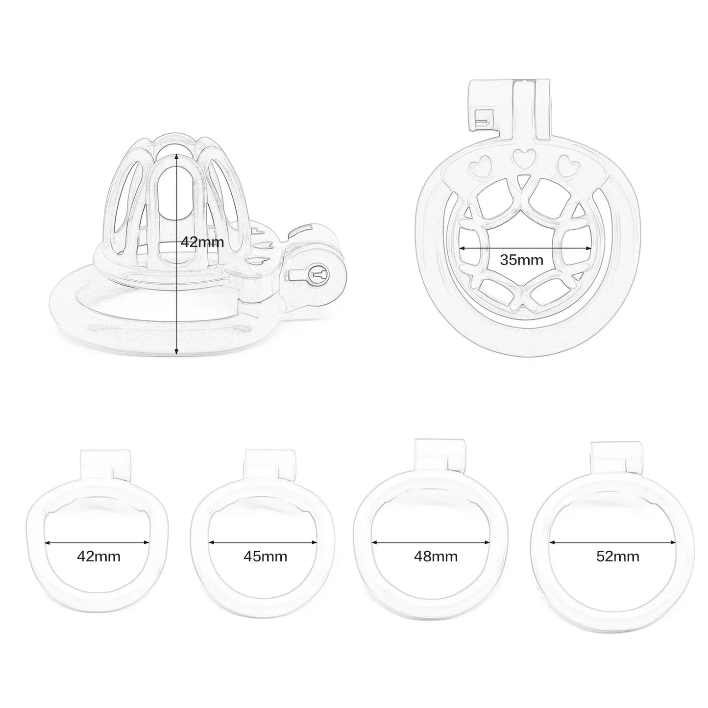 Sissy Chastity Cage With 4 Rings