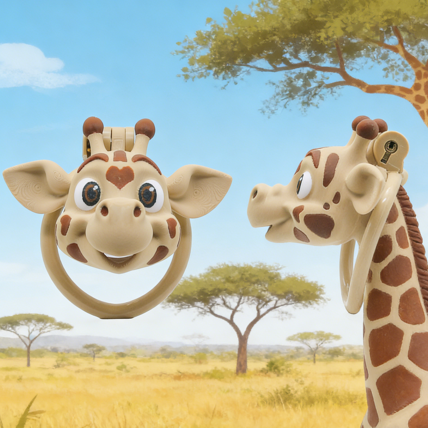 Giraffe-Themed 3D Printed Chastity Device