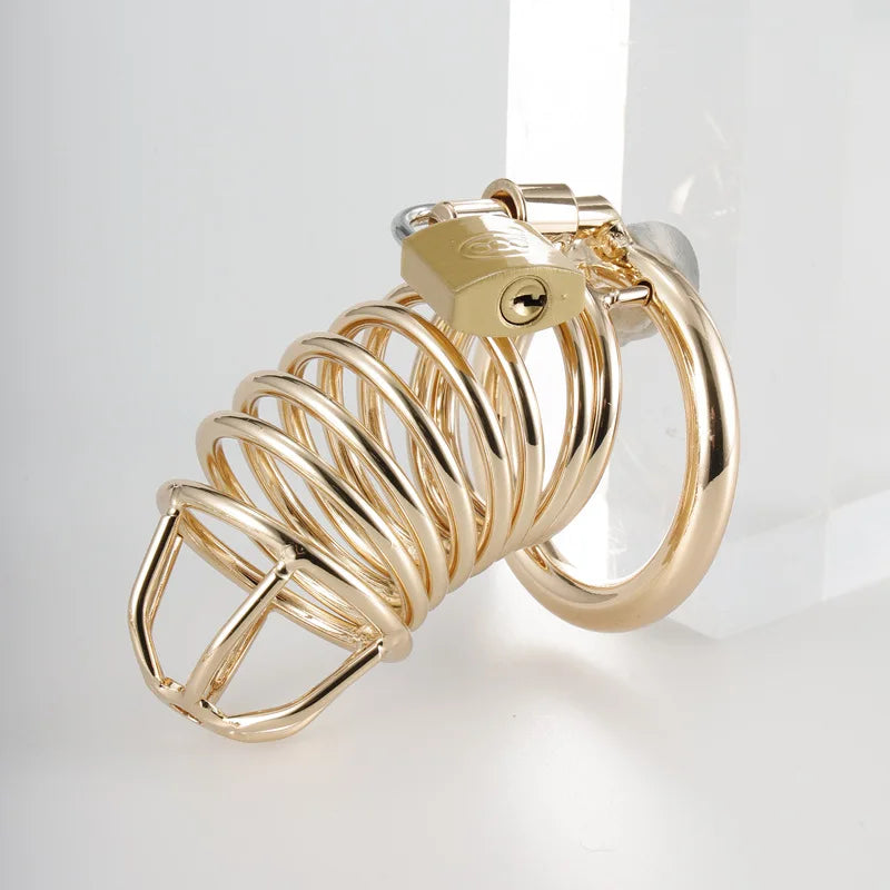 Cage de chasteté en métal doré