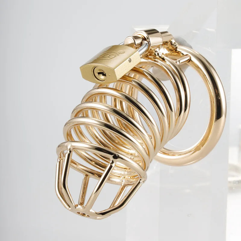 Cage de chasteté en métal doré