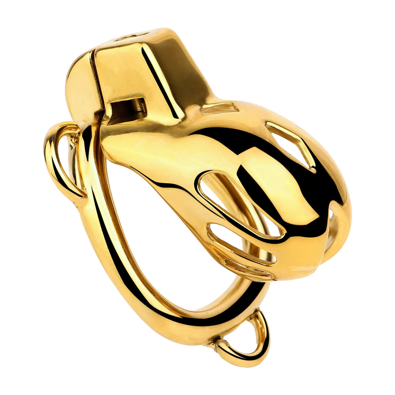 Golden Short Smooth Stainless Steel Cobra Chastity Cage