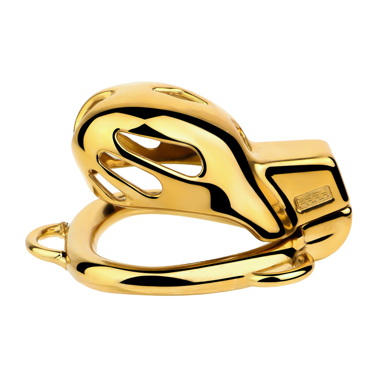 Golden Short Smooth Stainless Steel Cobra Chastity Cage