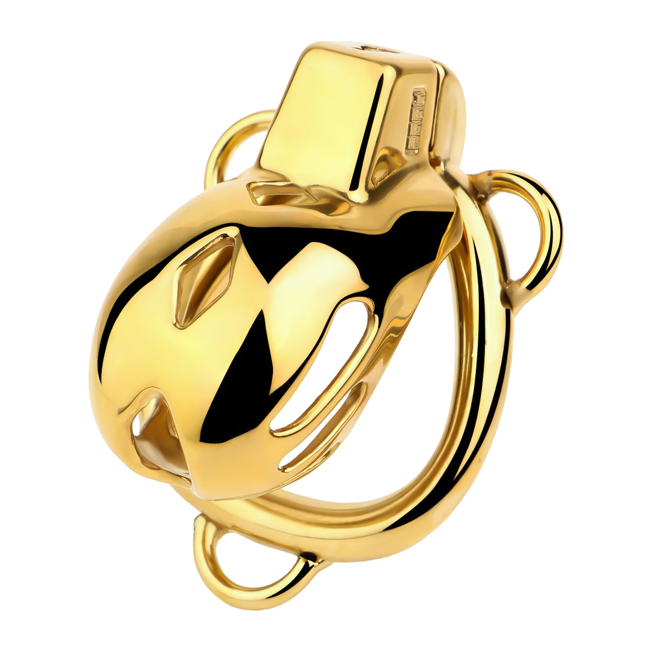 Golden Short Smooth Stainless Steel Cobra Chastity Cage