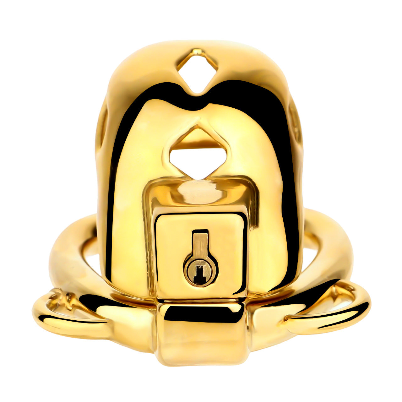 Golden Short Smooth Stainless Steel Cobra Chastity Cage