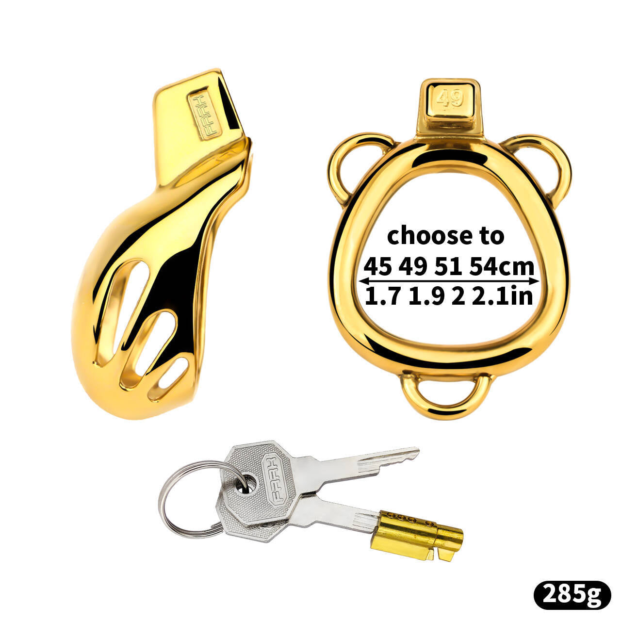 Golden Short Smooth Stainless Steel Cobra Chastity Cage