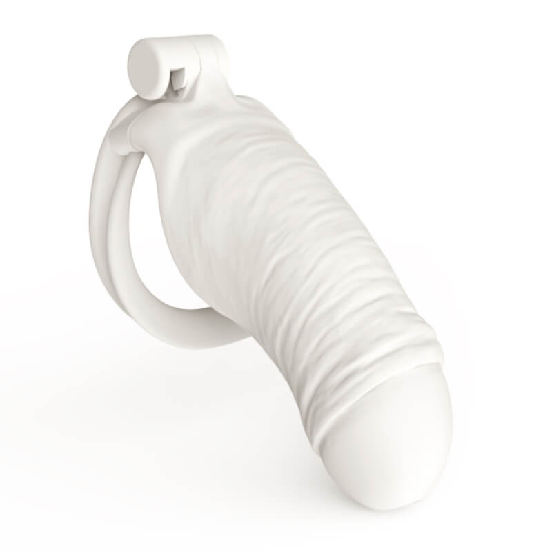 Men's Simulated Penis White Chastity Cage