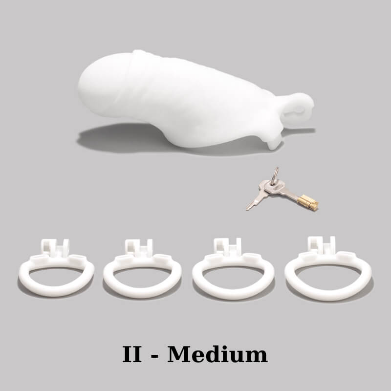 Men's Simulated Penis White Chastity Cage