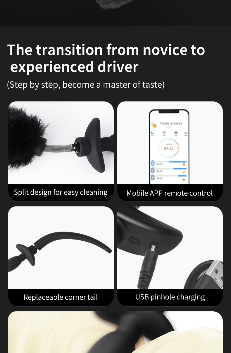 QIUI Shake Tail Shock Butt Plug Remotely