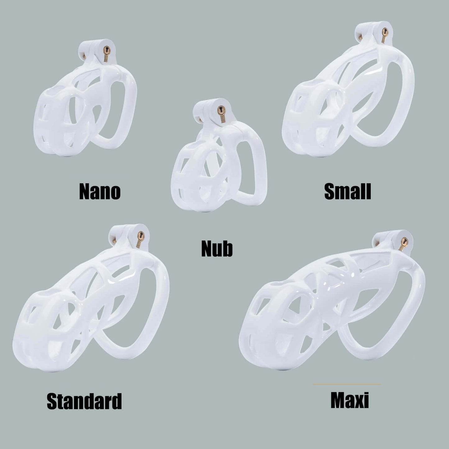 Nub Cobra Male Chastity Cage With 4 Rings White