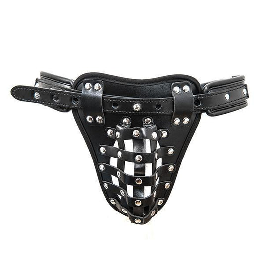 Culotte de chasteté masculine en cuir noir