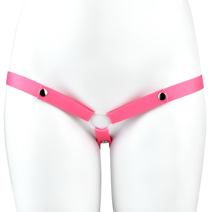 Pink three-way elastic support strap, front view