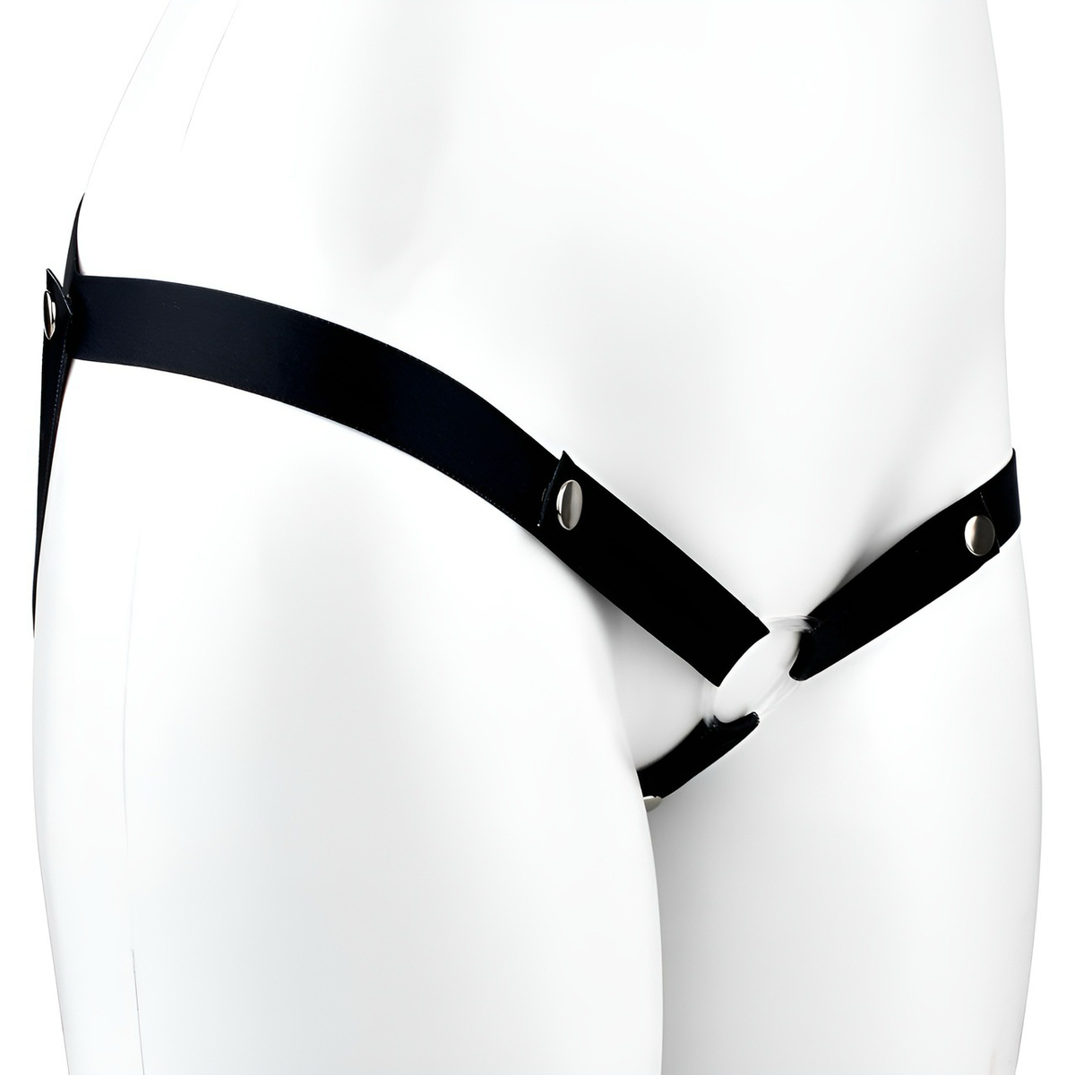 Black three-way elastic support strap, angled front view