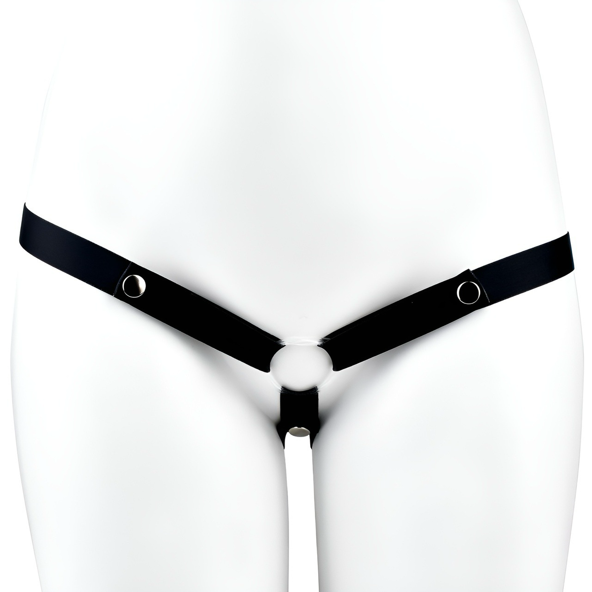 Black three-way elastic support strap, straight front view