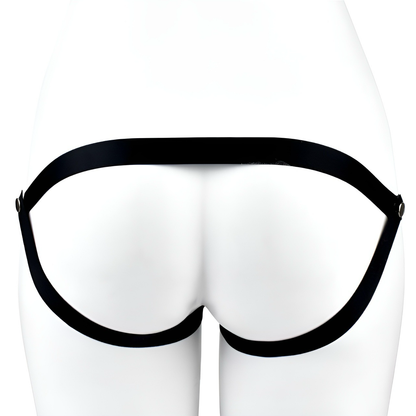 Black three-way elastic support strap, rear view