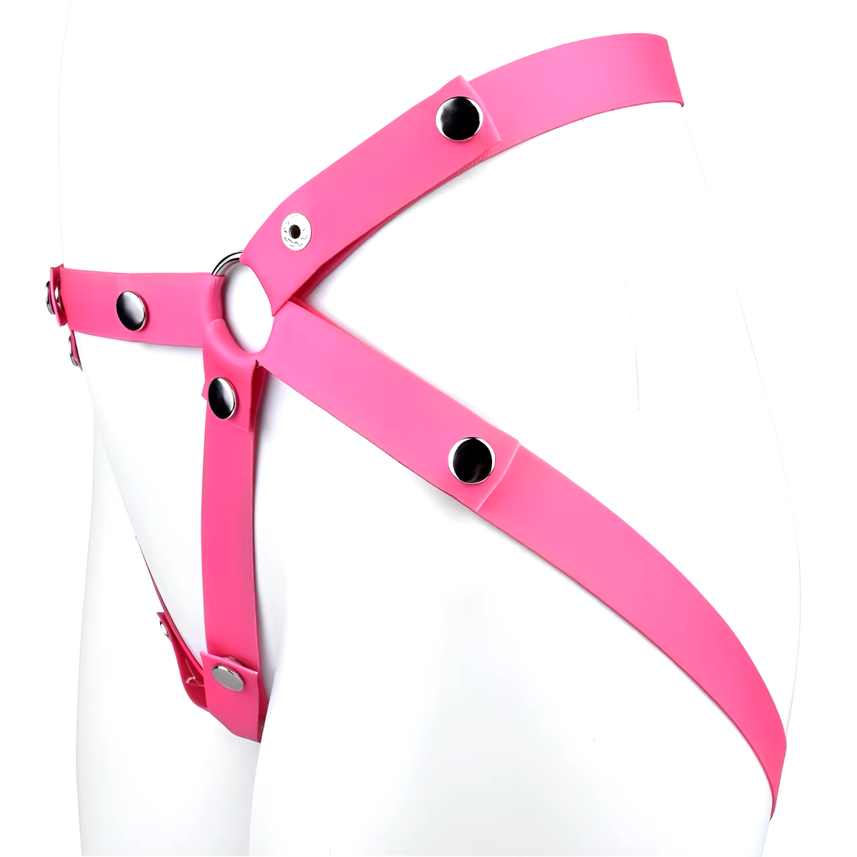 Pink three-way nylon support strap, opposite side detail