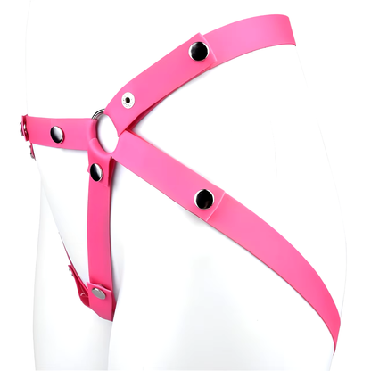 Pink three-way nylon support strap, opposite side detail