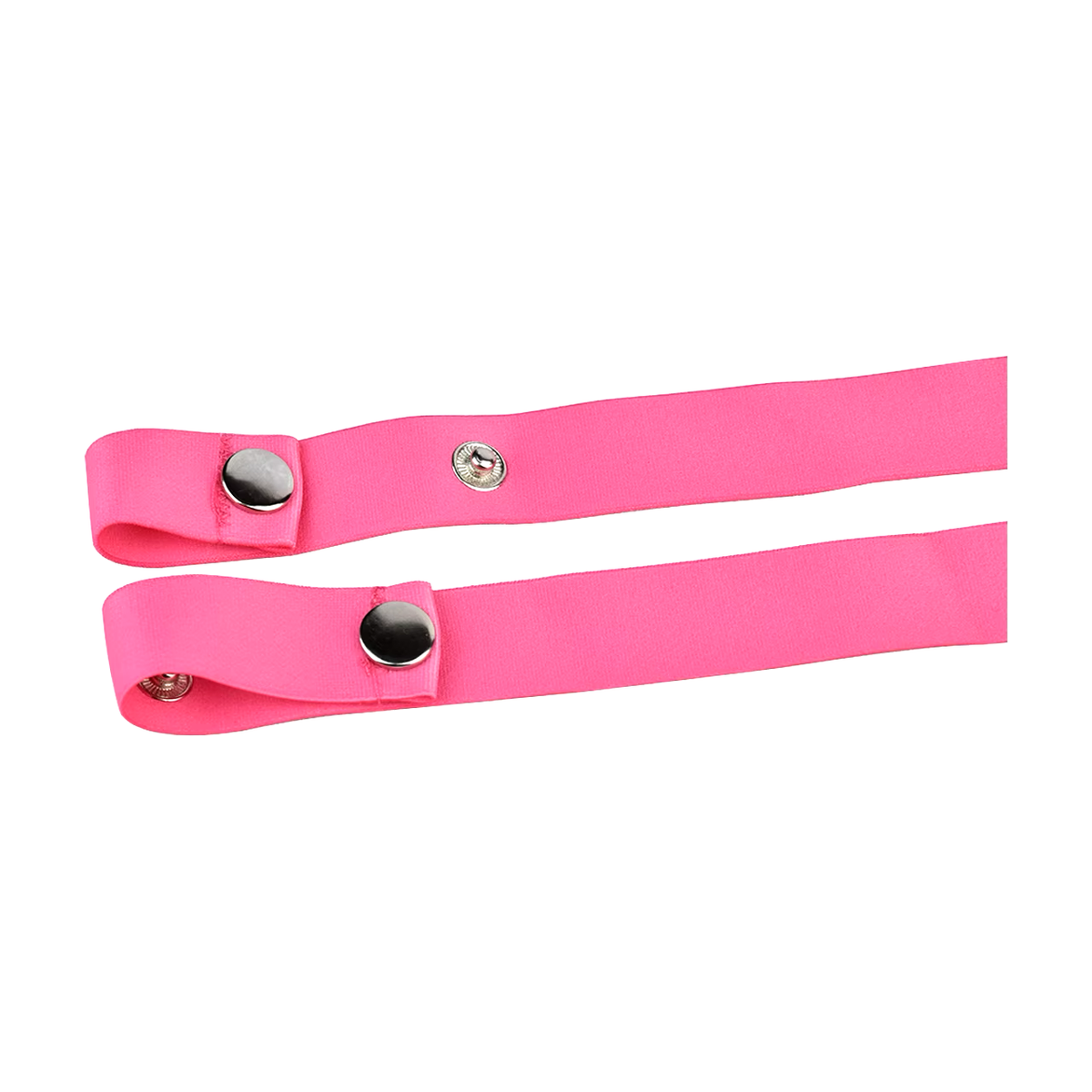 Close-up of snap fasteners on the pink three-way nylon strap
