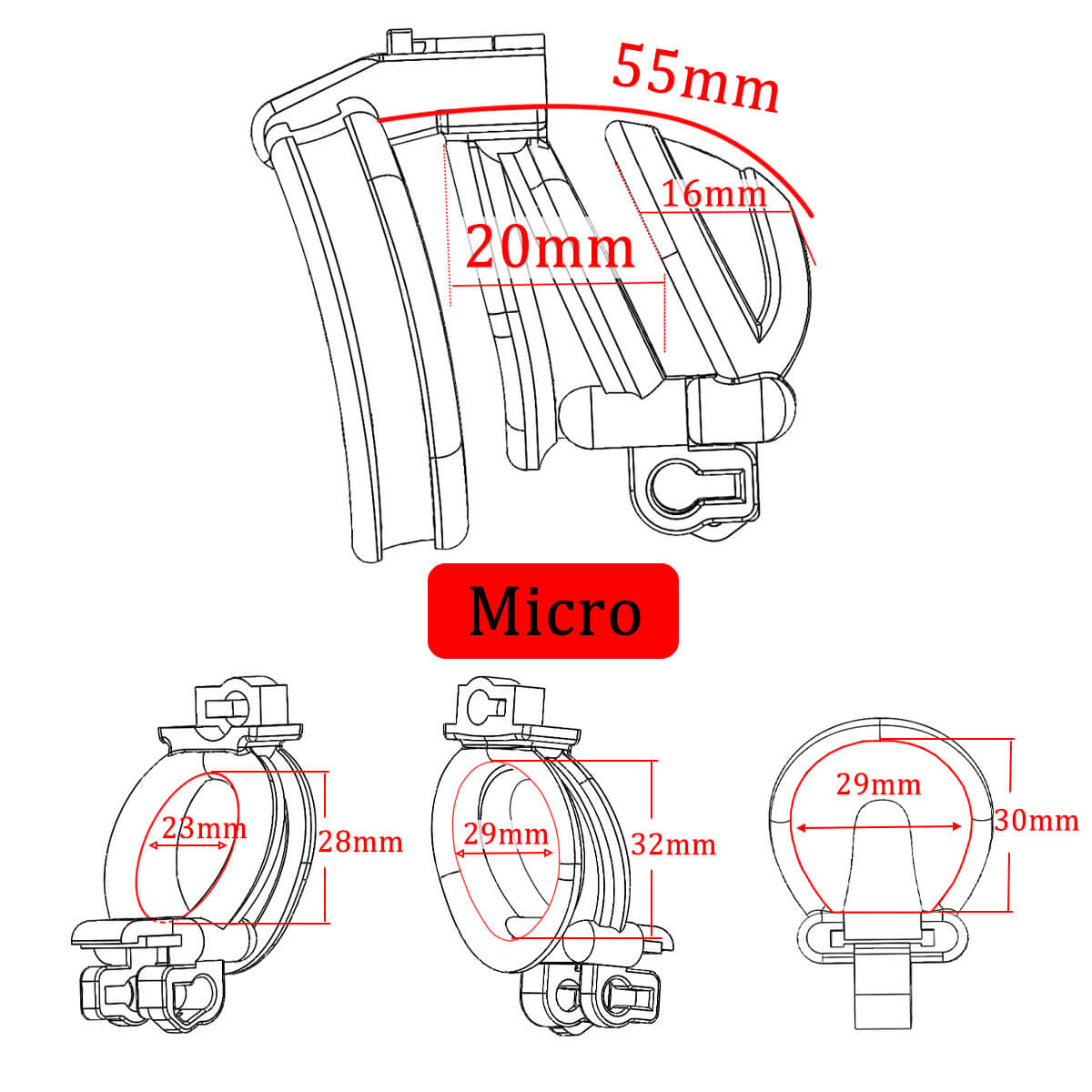 3D Doppelköpfiger Keuschheitskäfig mit 3 Ringen