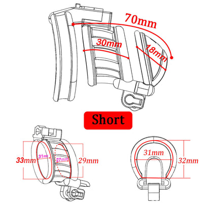 3D Doppelköpfiger Keuschheitskäfig mit 3 Ringen