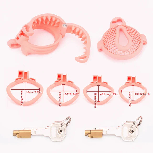 Breathable Honeycomb Pink Slide Chastity Cage - additional view 11