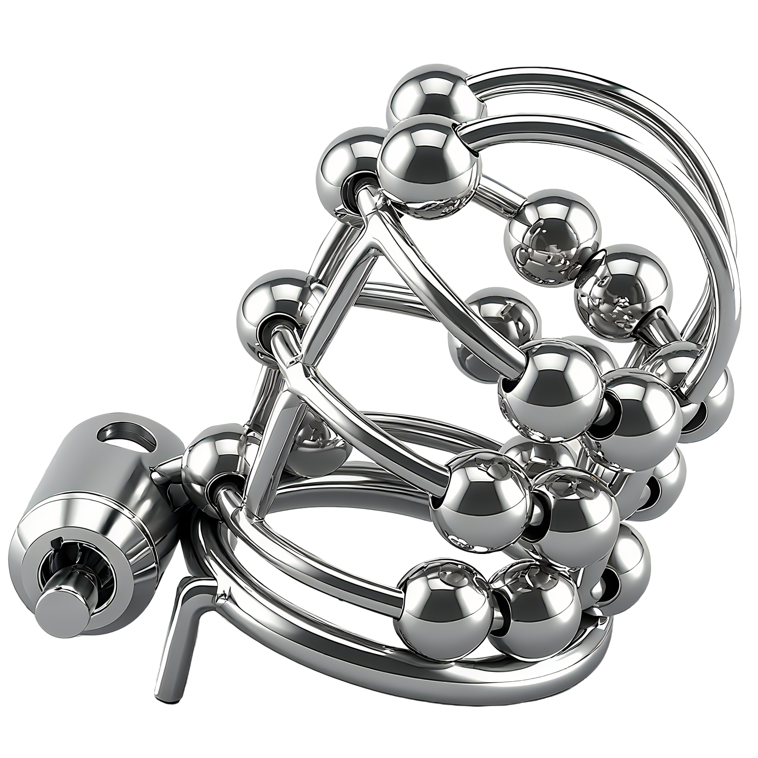 Stainless Steel Bead PA Chastity Cage 4