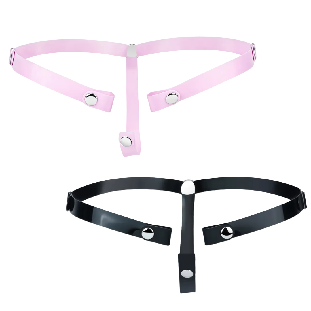 Light pink and black silicone cage support straps