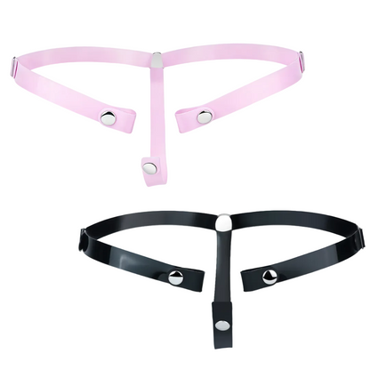 Light pink and black silicone cage support straps