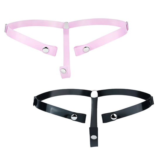 Light pink and black silicone cage support straps