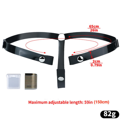 Black silicone strap diagram showing 150 cm maximum adjustable length and 2 cm width