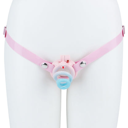 Light pink silicone support strap shown with a cage, front view