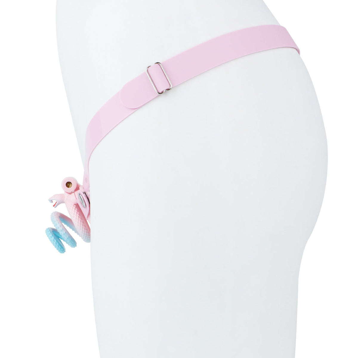Light pink silicone support strap with adjustment hardware, side view