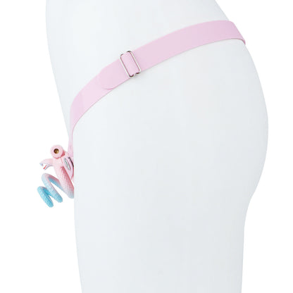 Light pink silicone support strap with adjustment hardware, side view