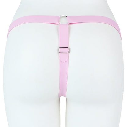 Light pink silicone support strap with T-shaped connection, rear view