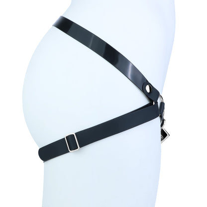 Left side view of silicone waist and rear support straps