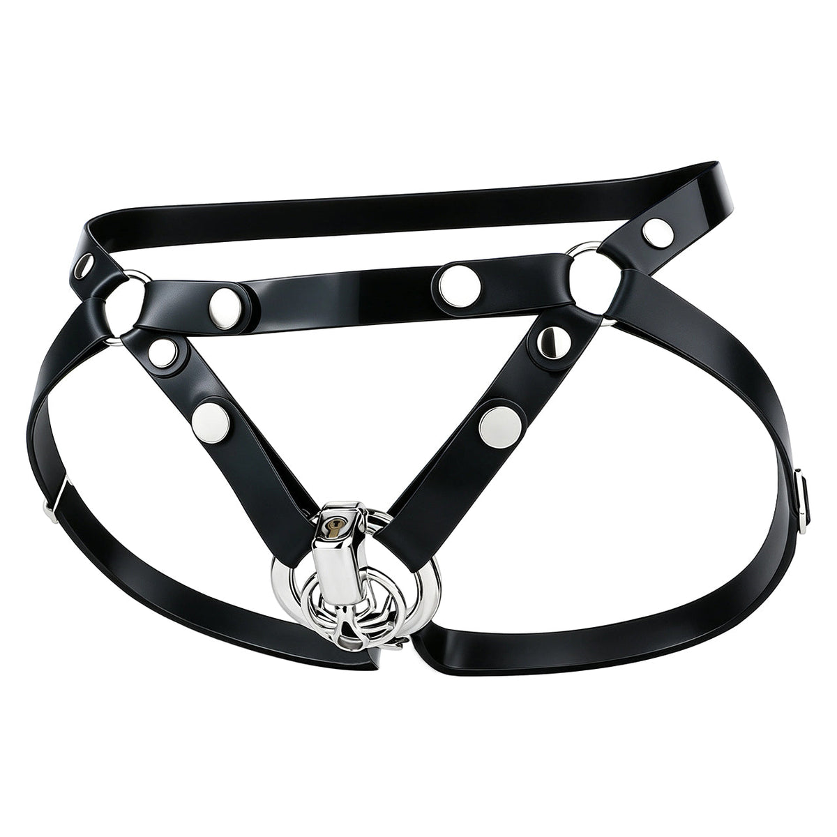 Angled view of black silicone belt; demonstration cage sold separately