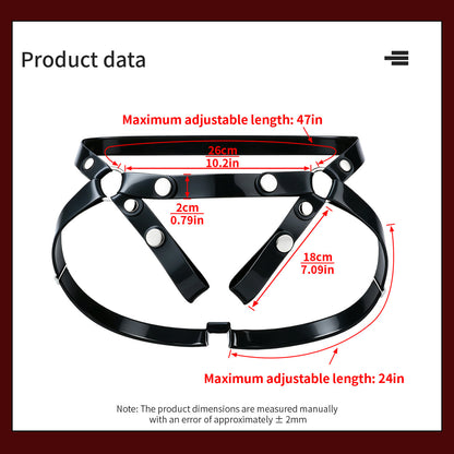 Belt size chart: maximum waist strap length 47 inches, lower strap length 24 inches, width 2 cm