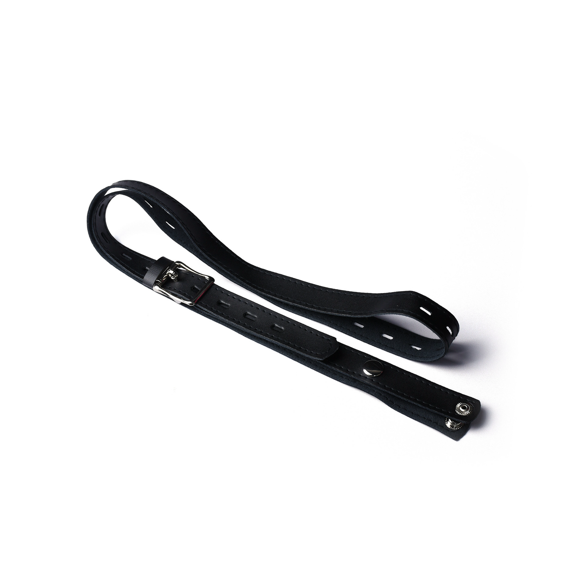 Black PU support belt folded, angled view