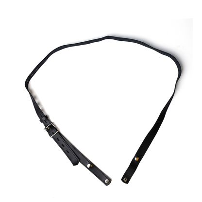 Black PU support belt opened into a loop