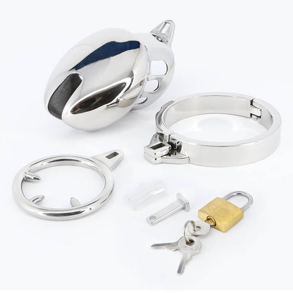 Cage de chasteté en acier inoxydable avec anneau à pointes