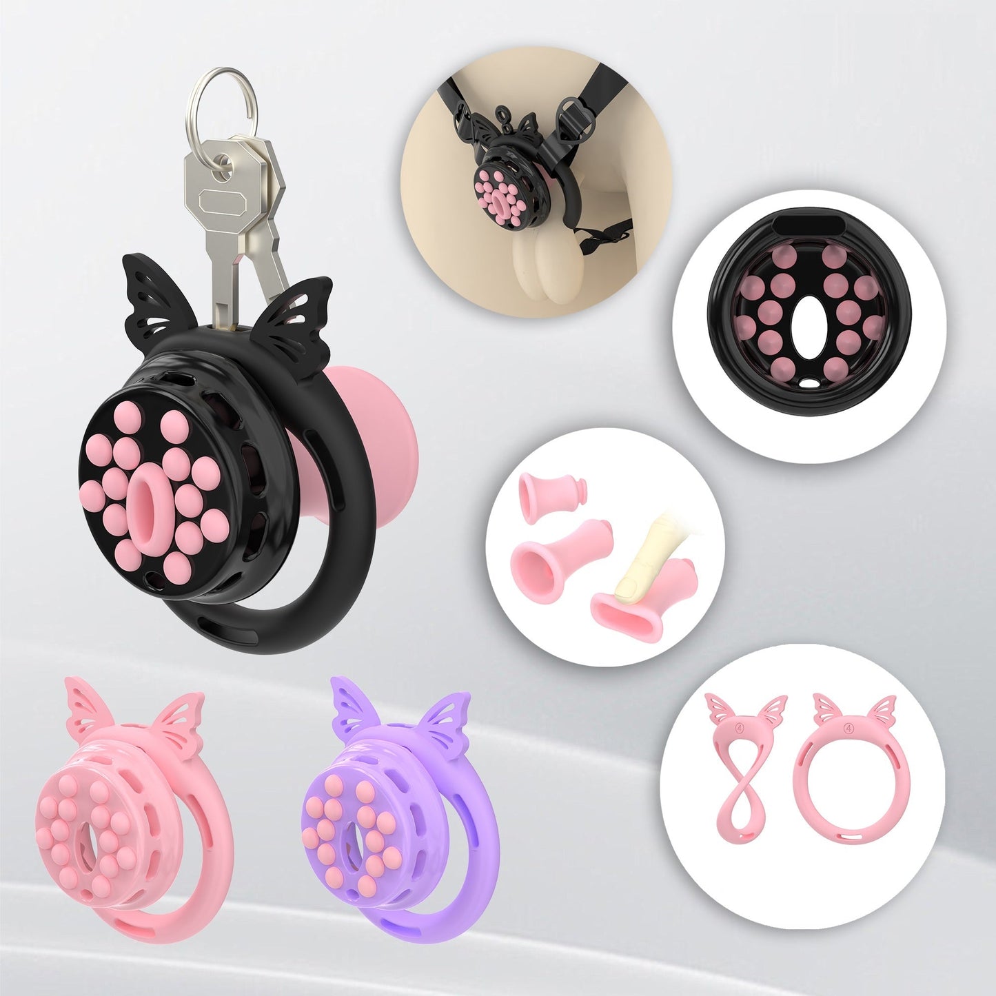 breathable-panel‌-chastity-cage-with-silicone-rings