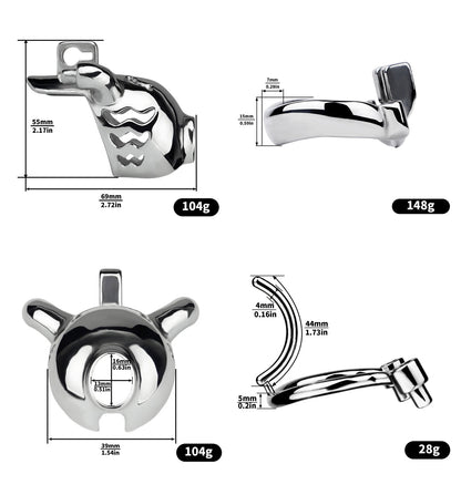 Dolphin Chastity Cage With PA Piercing -size