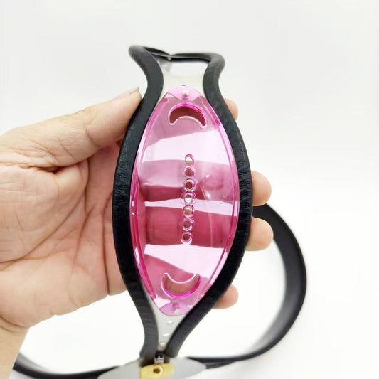 Female Chastity Belt With Pink Transparent Panel - 2
