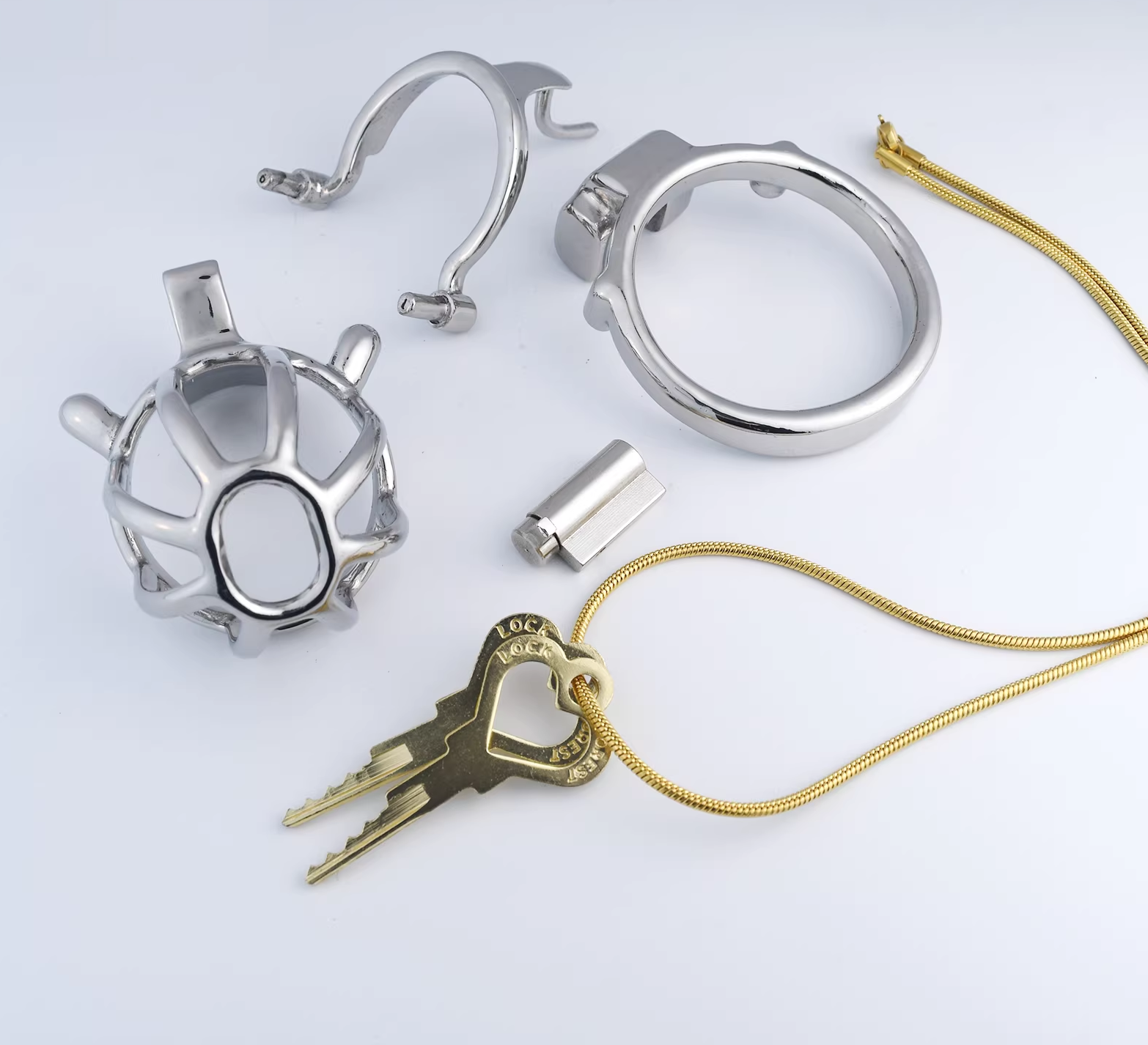 Steel Custom Chastity Cage With PA T14 - 2