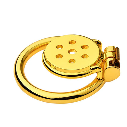 Flat Golden Metal Chastity Device