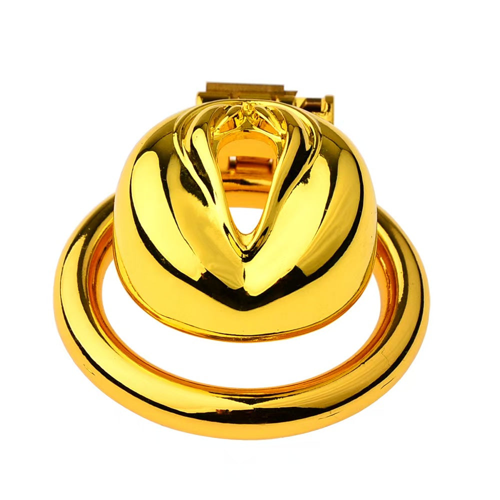 Flat Golden Metal Chastity Device