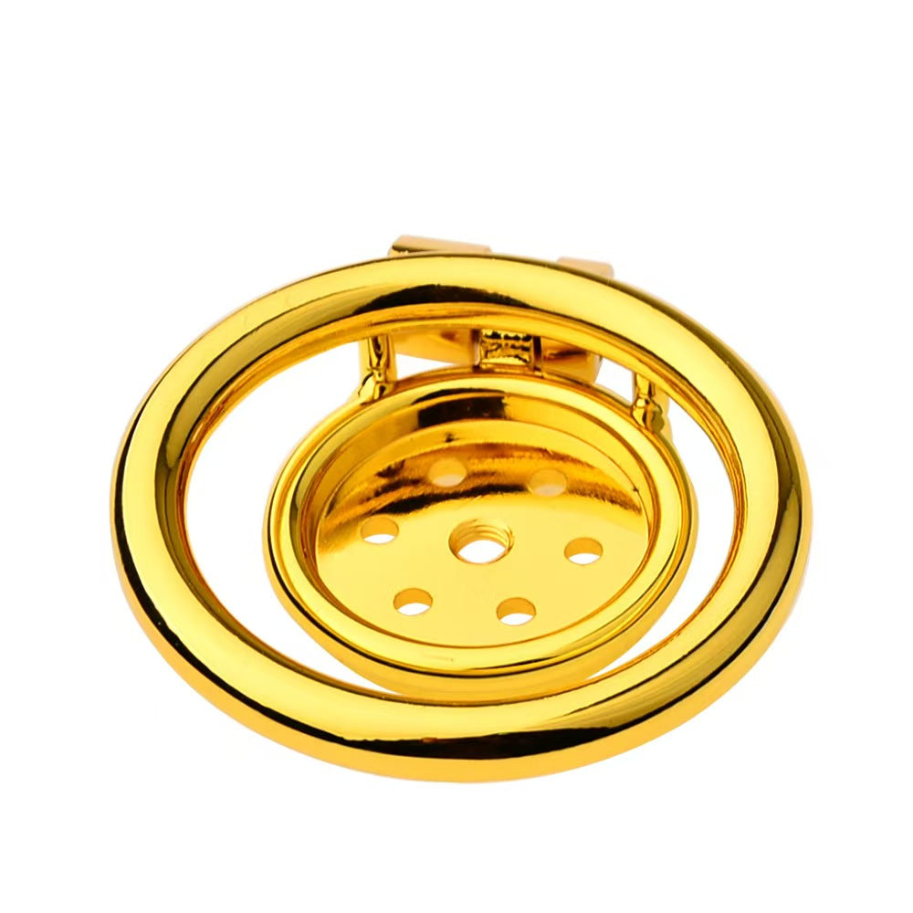 Flat Golden Metal Chastity Device
