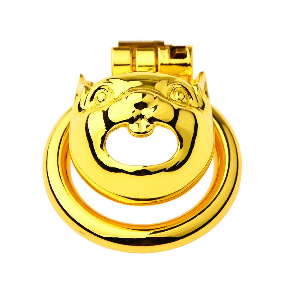 Flat Golden Metal Chastity Device