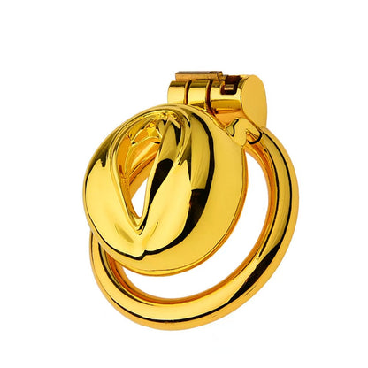 Flat Golden Metal Chastity Device