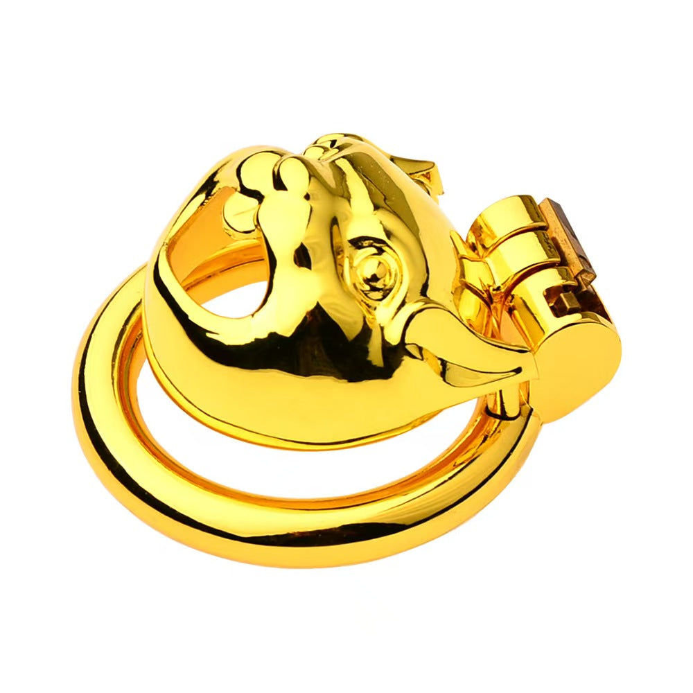Flat Golden Metal Chastity Device
